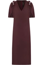 Mother Of Pearl LOUELLA MIDI DRESS WITH PEARL SLEEVE | PLUM